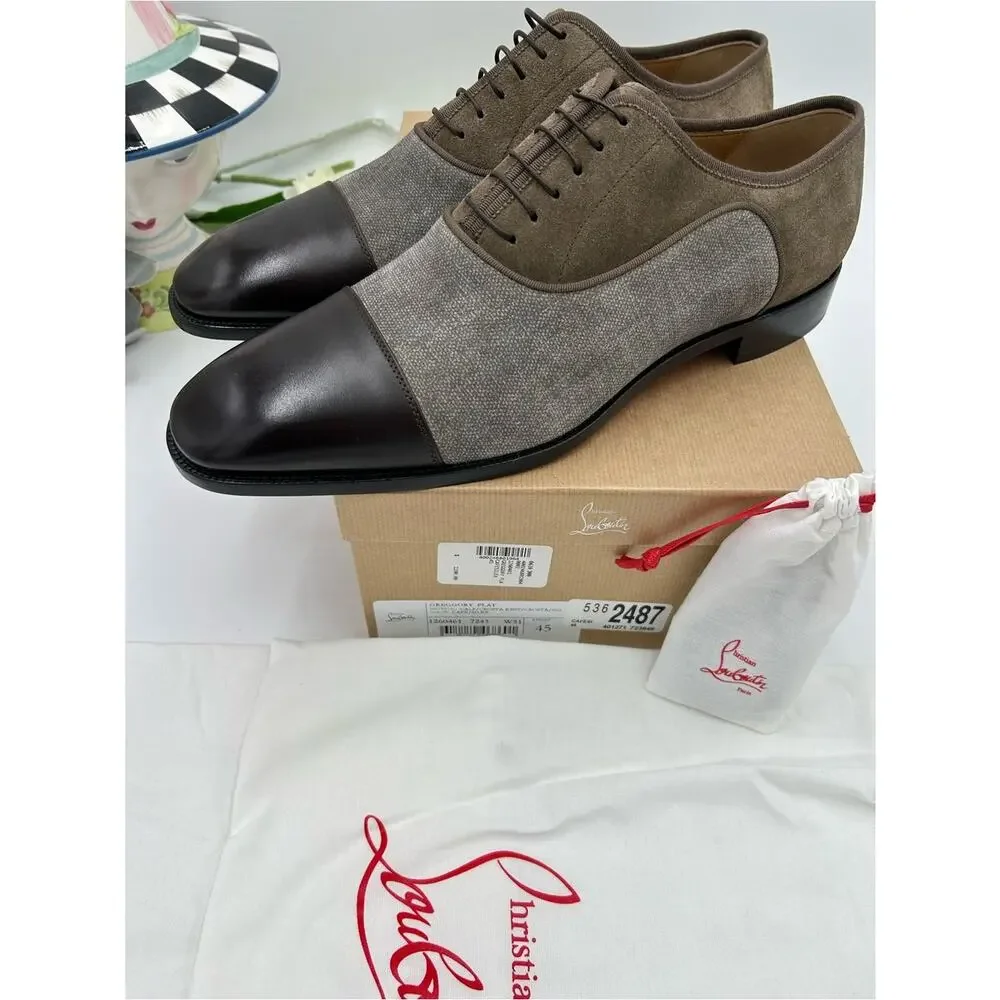 Men's Christian Louboutin,Greggo leather and fabric Oxford size 45 made in Italy